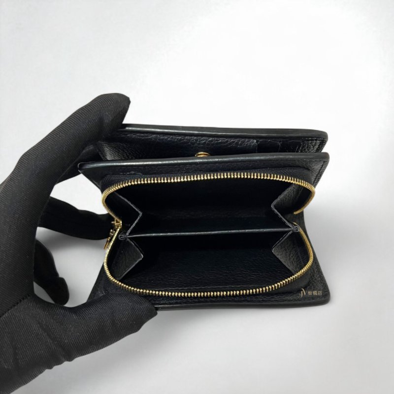 LV皮夾 黑色牛皮壓紋clea對開短夾M80151-7