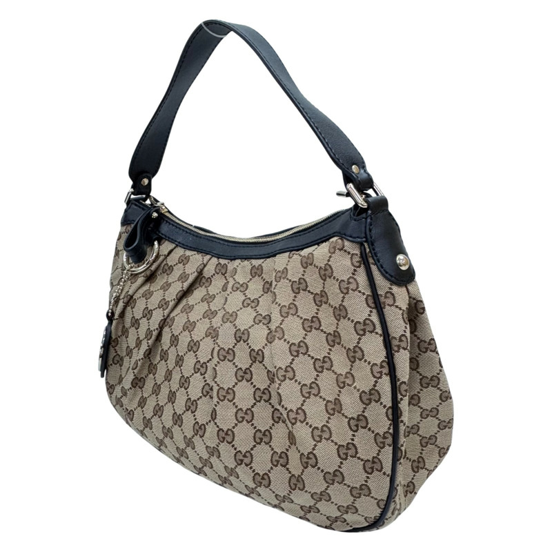 棕色帆布 牛皮 手提包【GUCCI 古馳】 232955-1