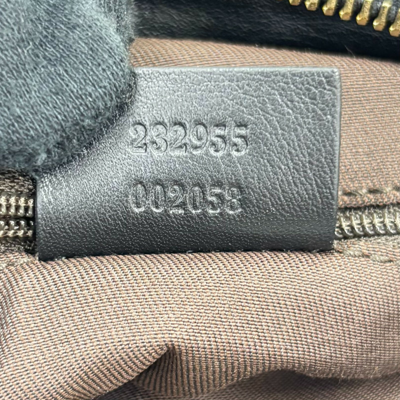 棕色帆布 牛皮 手提包【GUCCI 古馳】 232955-7