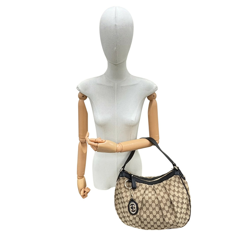 棕色帆布 牛皮 手提包【GUCCI 古馳】 232955-8