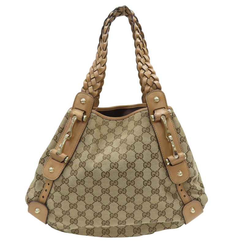 卡其色 緹花帆布 肩背包【GUCCI 古馳】 162900-1