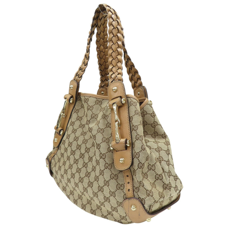 卡其色 緹花帆布 肩背包【GUCCI 古馳】 162900-2