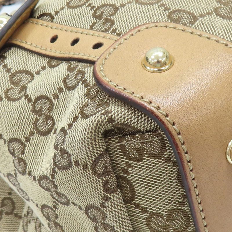 卡其色 緹花帆布 肩背包【GUCCI 古馳】 162900-9