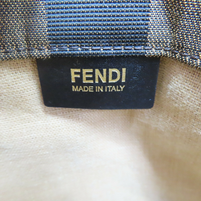棕色 帆布 條紋 手提包【FENDI 芬迪】 8BH252-6