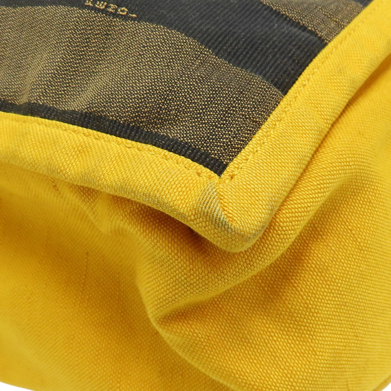 棕色 帆布 條紋 手提包【FENDI 芬迪】 8BH252-9