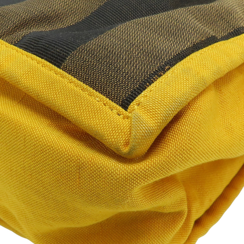 棕色 帆布 條紋 手提包【FENDI 芬迪】 8BH252-12