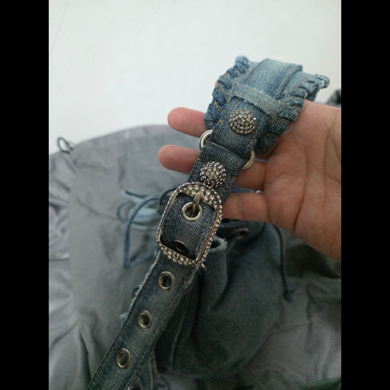 [全新]Balenciaga 巴黎世家 Le cagole 牛仔鉚釘水桶包-3