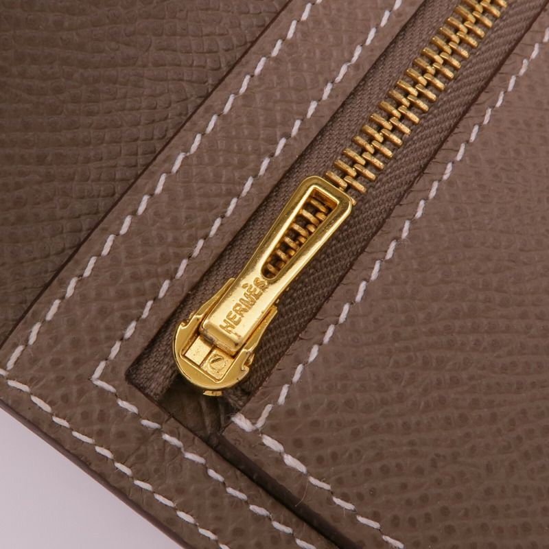 HERMES Epsom皮革Bearn Soufflet金扣長錢包Etoupe-13