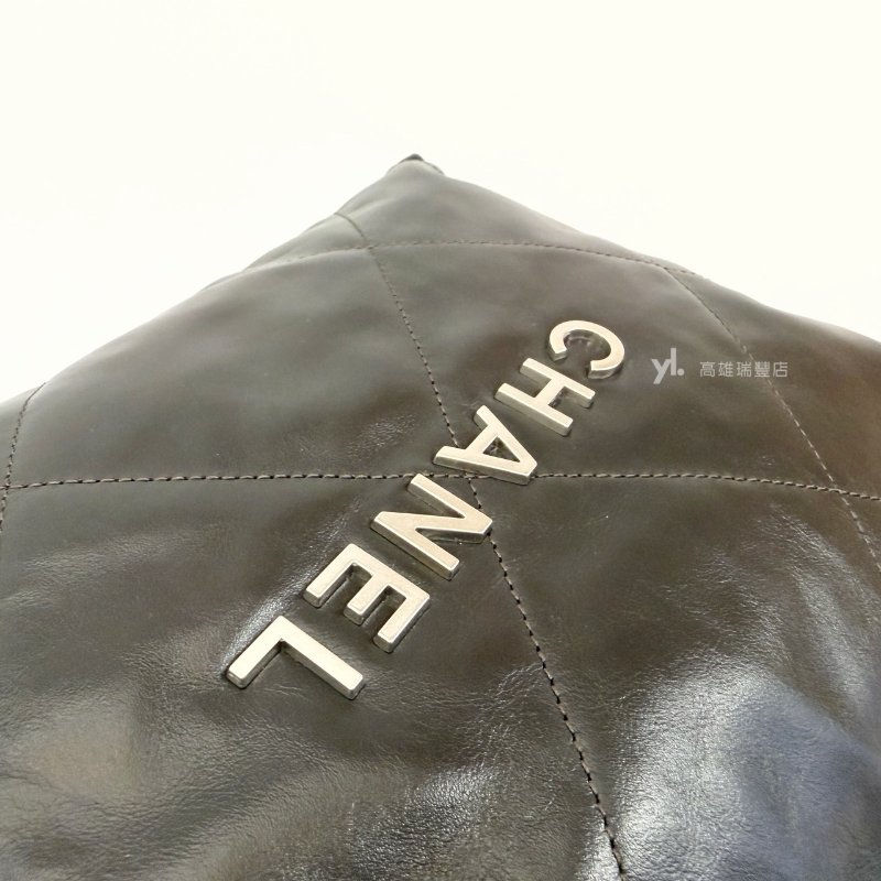 ❣Chanel 摩卡色牛皮霧銀釦22小號肩背包-6