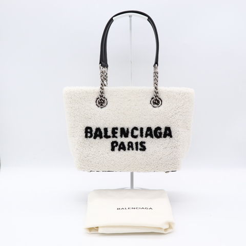 Balenciaga 巴黎世家 黑白毛呢 熊貓色🐼 經典 Logo 托特包 電腦包 單肩包