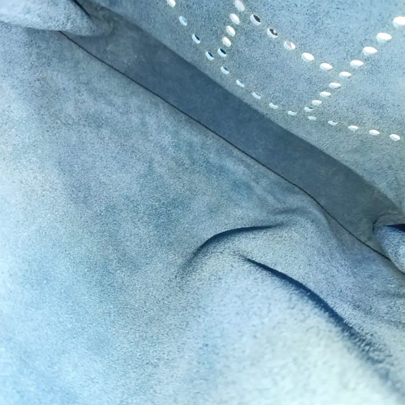 HERMÈS Evelyne GM 坦桑尼亞藍Epsom牛皮鏤空伊芙琳32肩背包 斜背包銀色五金 可拆卸肩帶-10