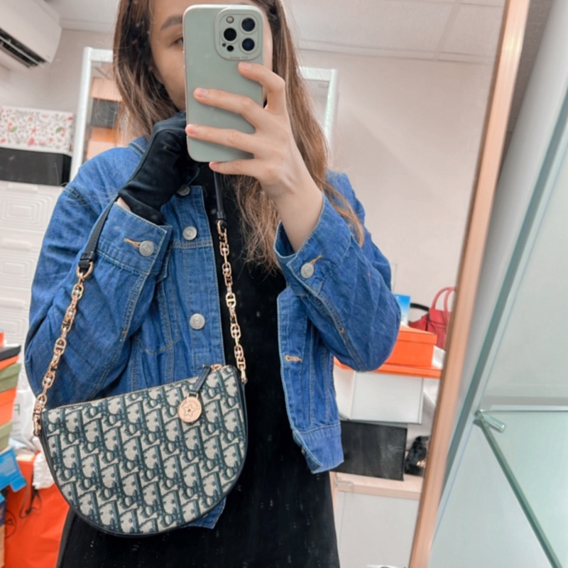 Dior callisto hobo 藍色老花腋下包-11