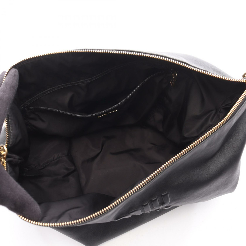 Miu Miu 托特鏈條單肩包 5BC114 黑色皮革二手女款-2