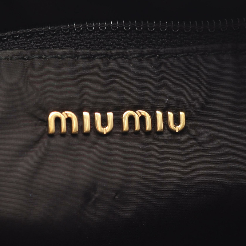 Miu Miu 托特鏈條單肩包 5BC114 黑色皮革二手女款-3