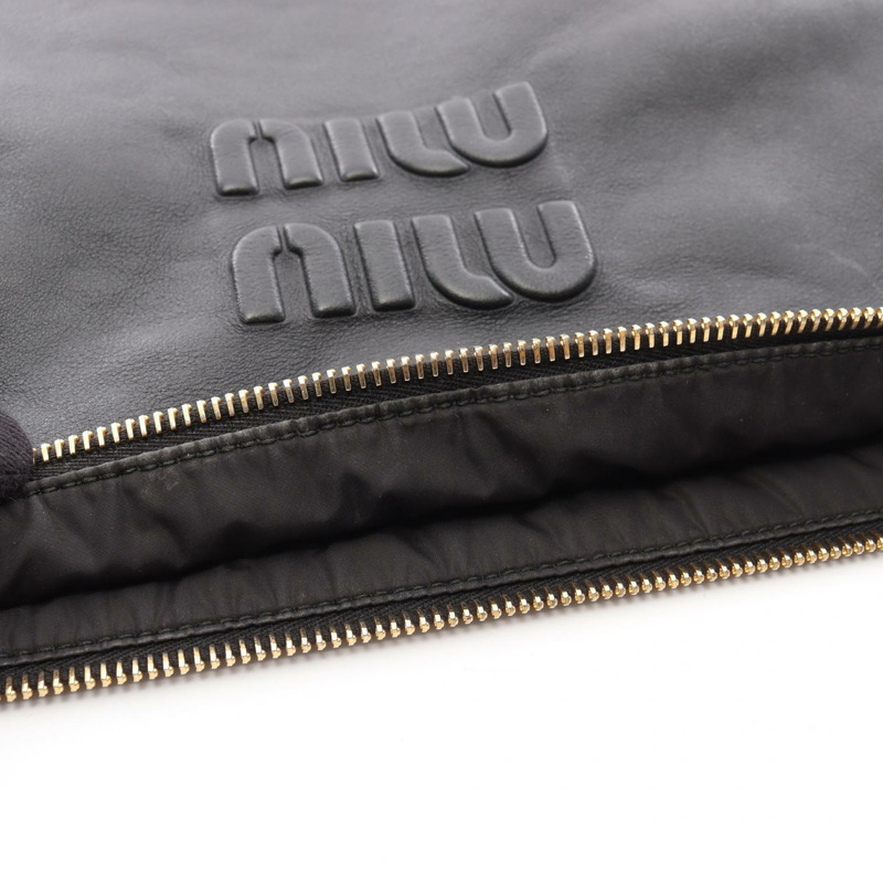 Miu Miu 托特鏈條單肩包 5BC114 黑色皮革二手女款-4