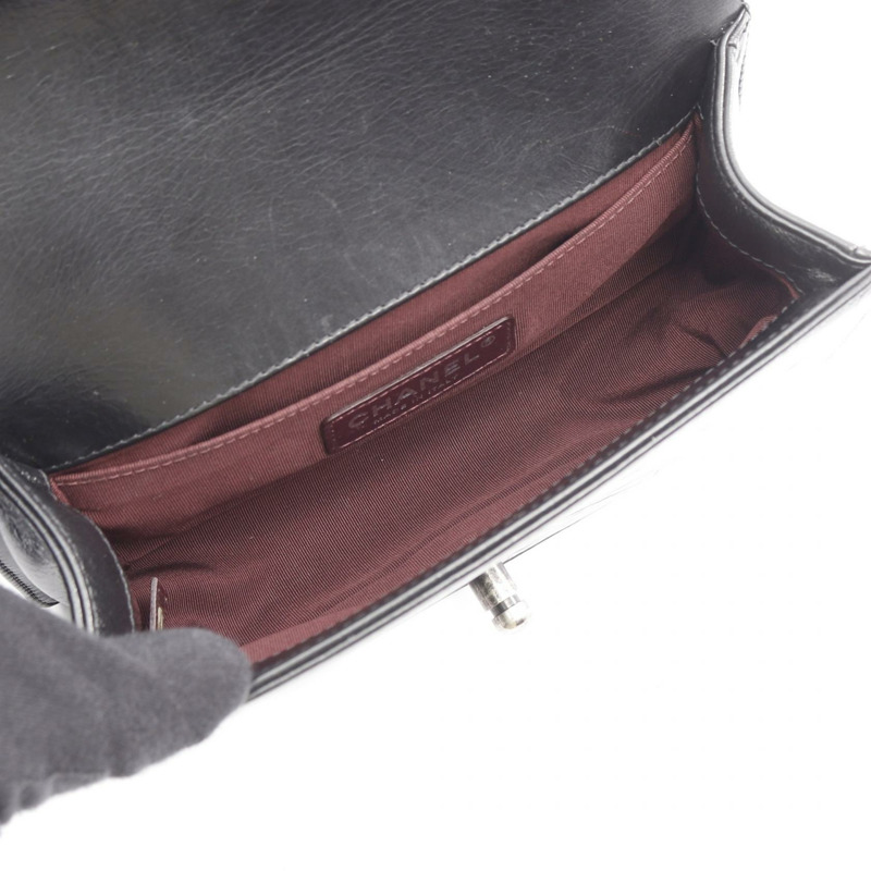 香奈兒 Boy Chanel 小號鏈條單肩包，黑色皮革，二手女款-2