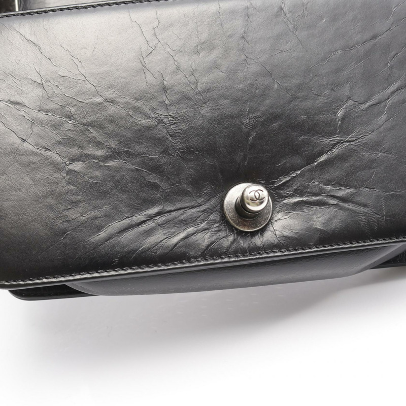 香奈兒 Boy Chanel 小號鏈條單肩包，黑色皮革，二手女款-6