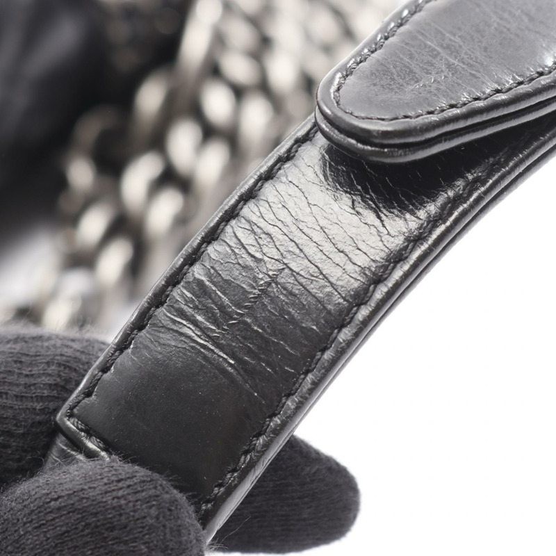 香奈兒 Boy Chanel 小號鏈條單肩包，黑色皮革，二手女款-11