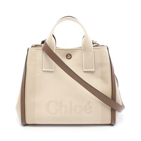 Chloe CARRY 手提單肩包 CH25US910P1924P 帆布皮革 米棕色 二手