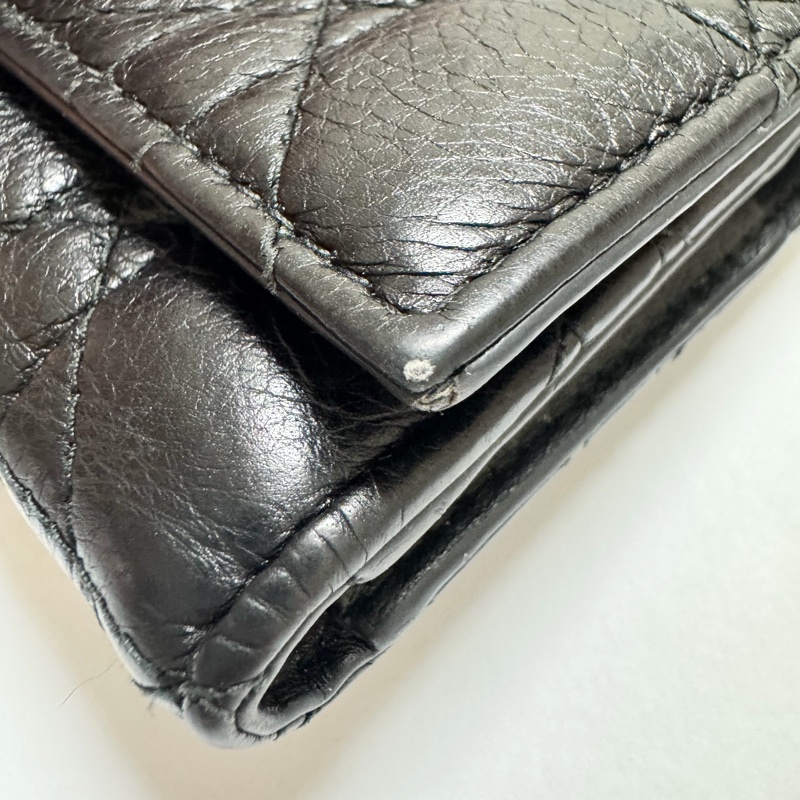 DIOR 迪奧 CARO Cannage 藤格紋圖案小牛皮 短夾 黑色 S5175UWHC-15