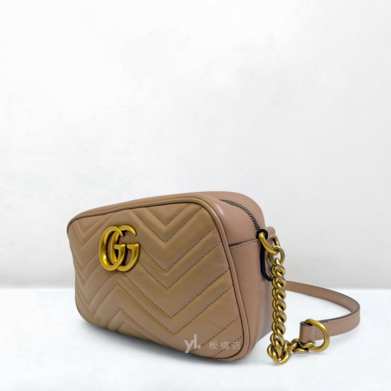 GUCCI MARMONT小型藕粉色牛皮相機包447632-3