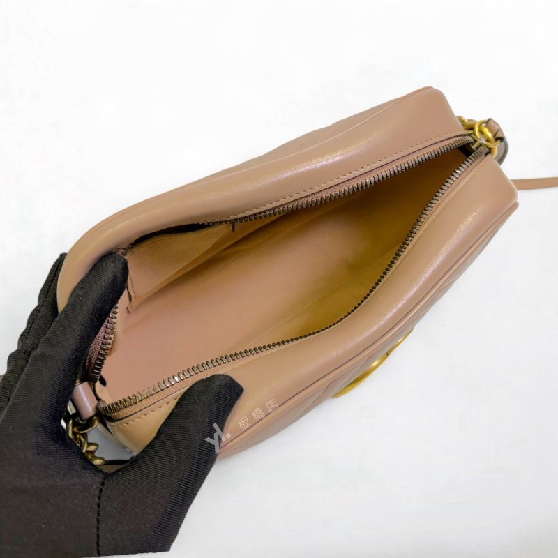 GUCCI MARMONT小型藕粉色牛皮相機包447632-8