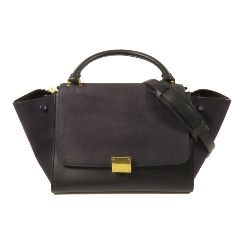 CELINE 牛皮/麂皮皮革Trapeze金扣手挽肩背兩用袋-0