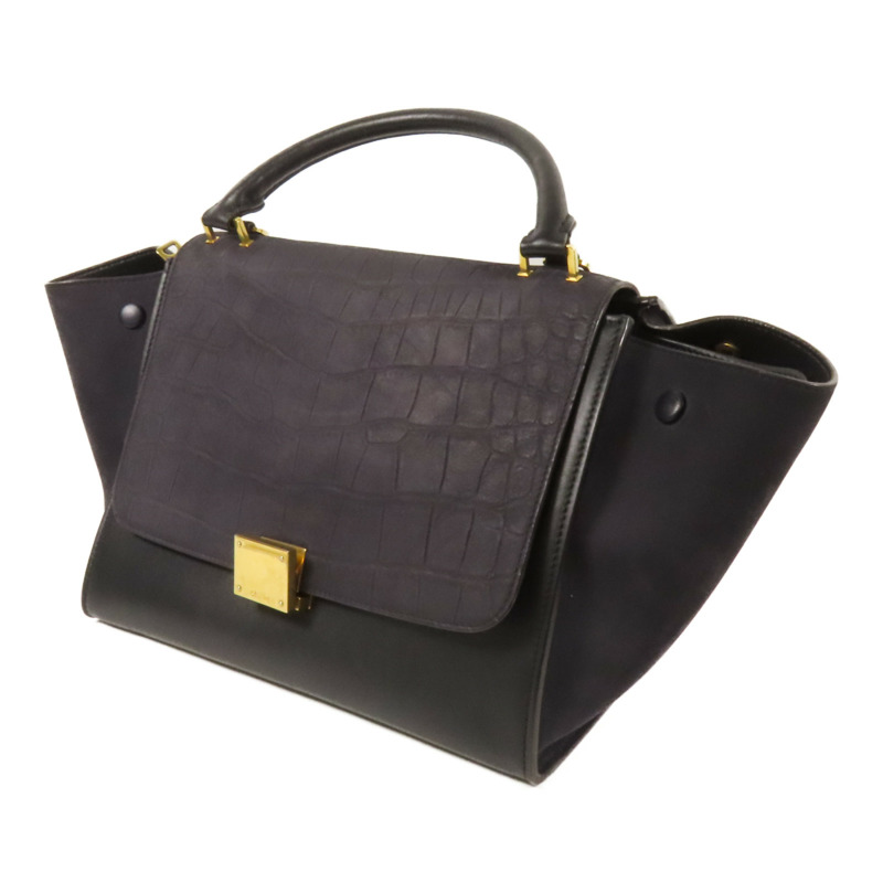 CELINE 牛皮/麂皮皮革Trapeze金扣手挽肩背兩用袋-2