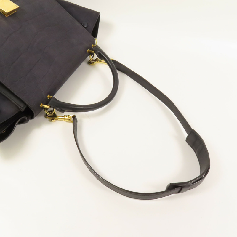 CELINE 牛皮/麂皮皮革Trapeze金扣手挽肩背兩用袋-5