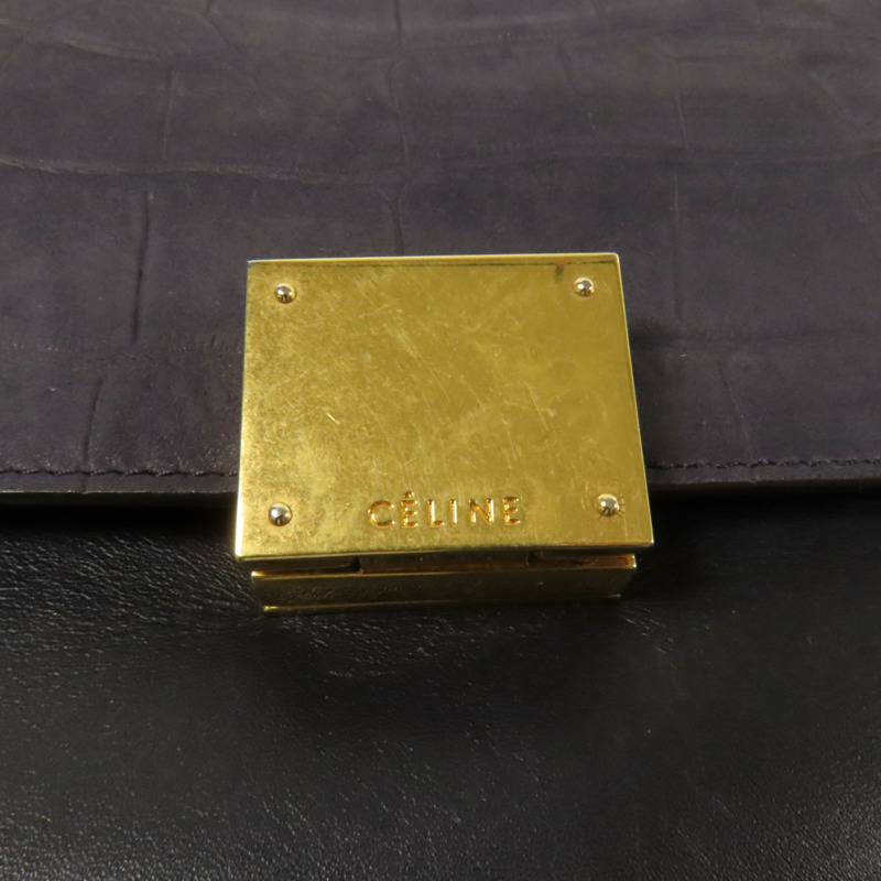 CELINE 牛皮/麂皮皮革Trapeze金扣手挽肩背兩用袋-7