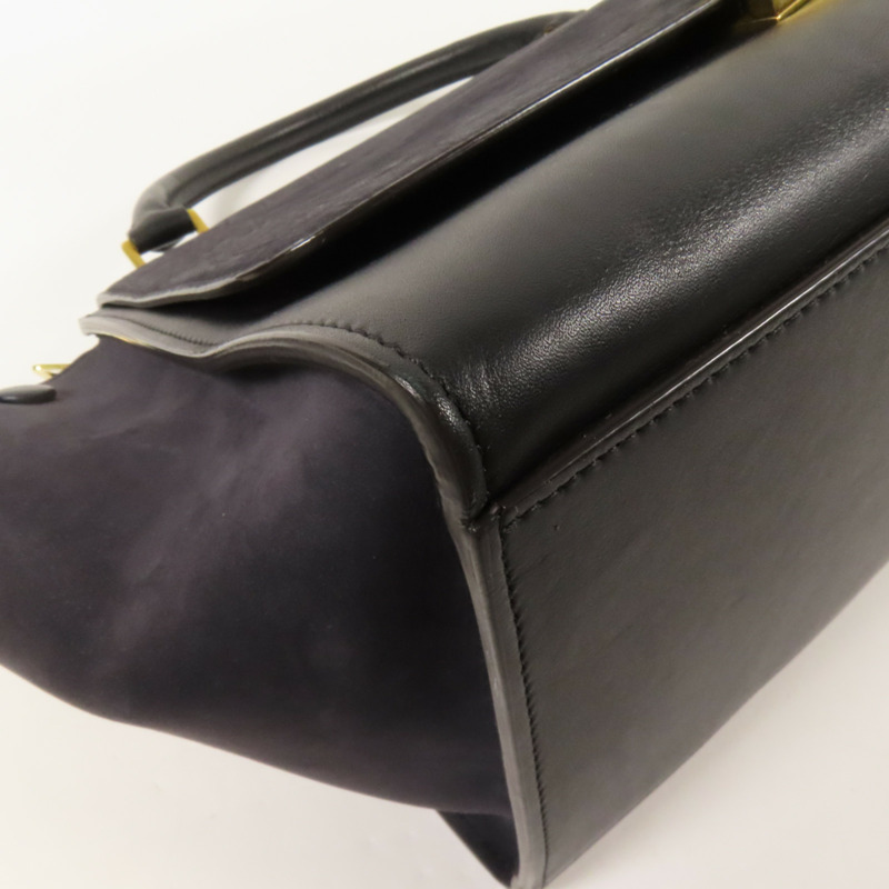 CELINE 牛皮/麂皮皮革Trapeze金扣手挽肩背兩用袋-9