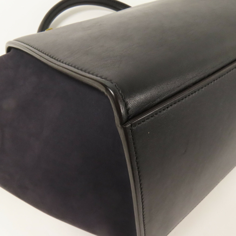 CELINE 牛皮/麂皮皮革Trapeze金扣手挽肩背兩用袋-11