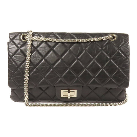 CHANEL 牛皮皮革2.55 Large銀扣鏈帶肩背袋