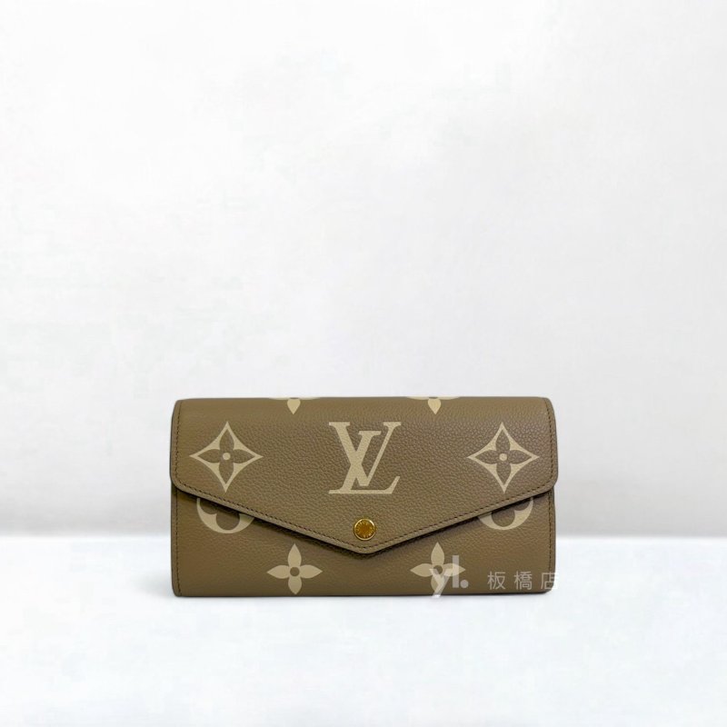 LV Sarah 斑鳩灰色/奶油色信封下蓋長夾M81049-1