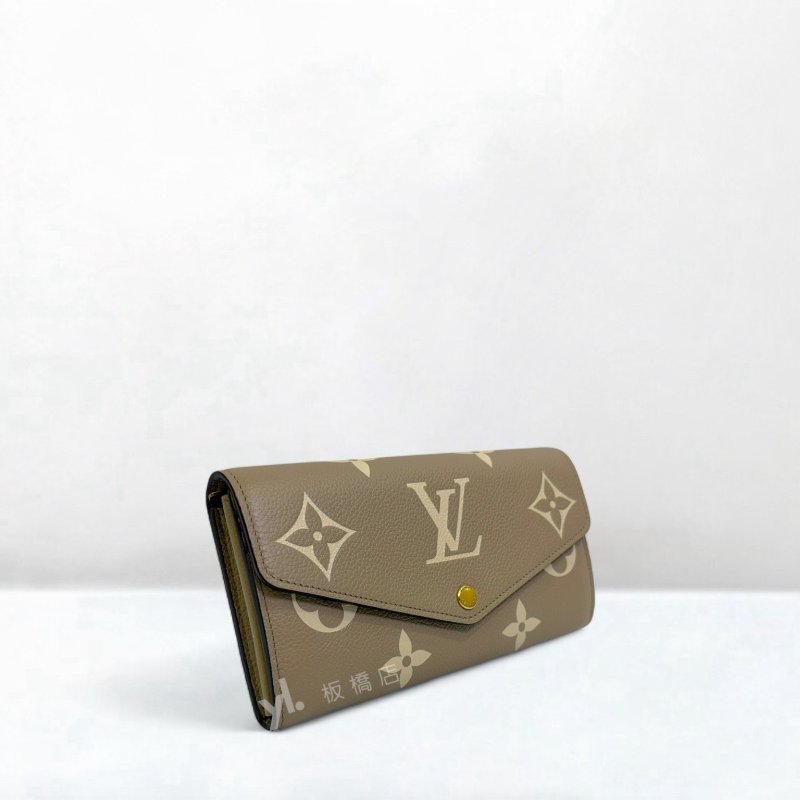 LV Sarah 斑鳩灰色/奶油色信封下蓋長夾M81049-2