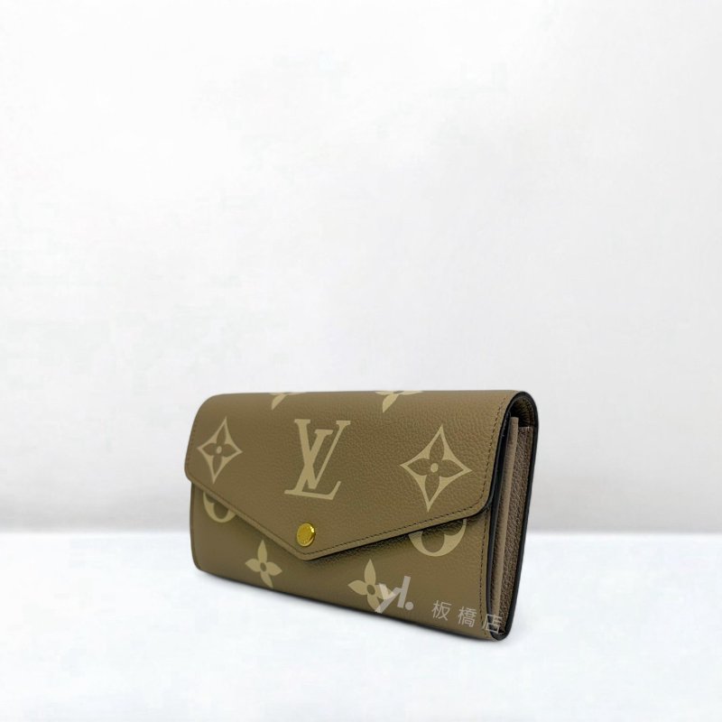 LV Sarah 斑鳩灰色/奶油色信封下蓋長夾M81049-3