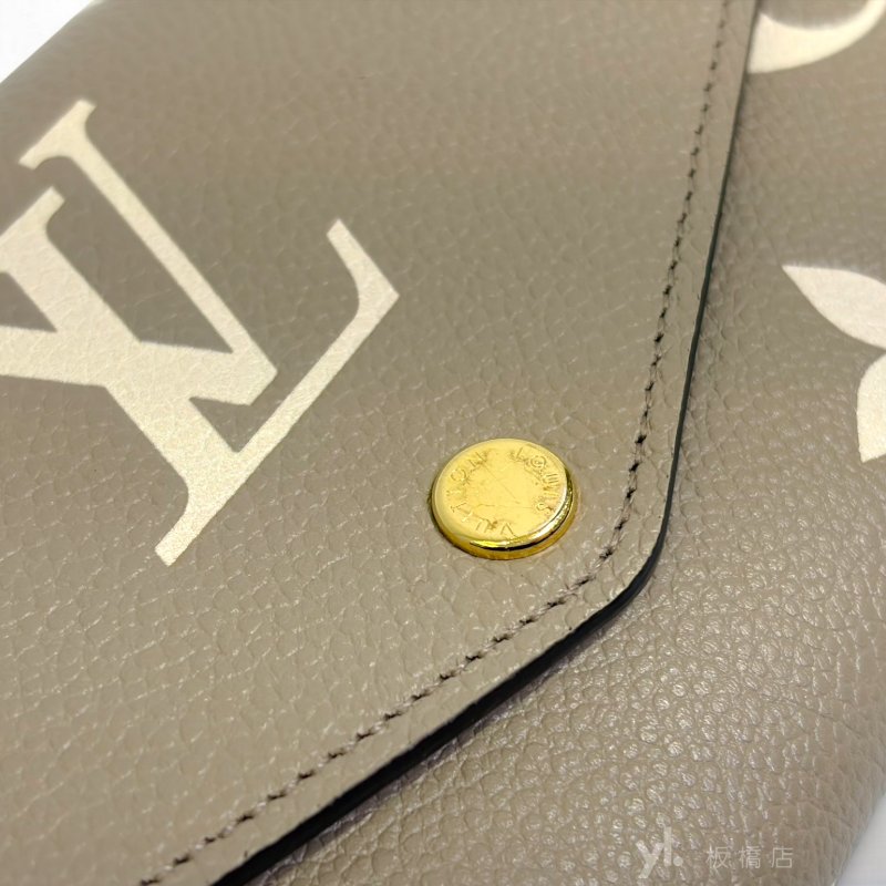 LV Sarah 斑鳩灰色/奶油色信封下蓋長夾M81049-7