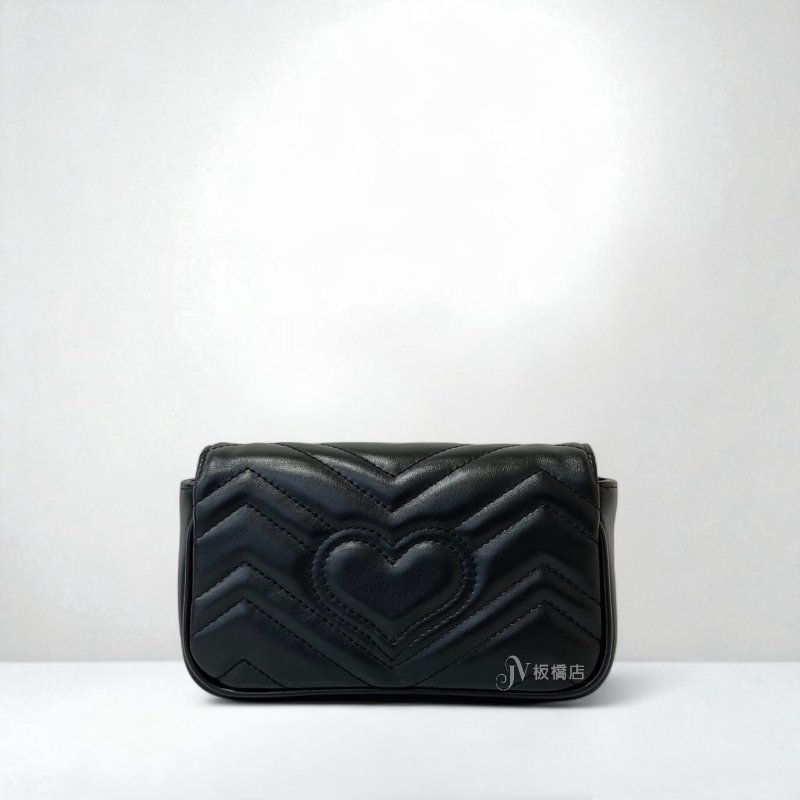 Gucci包包 黑牛皮雙G金釦Marmont mini斜背包476433-3