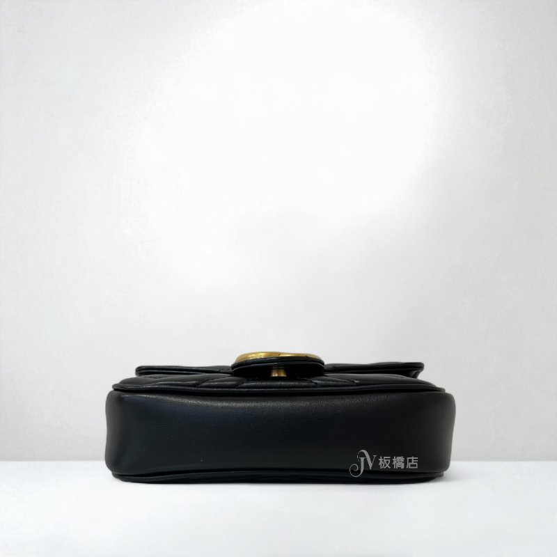 Gucci包包 黑牛皮雙G金釦Marmont mini斜背包476433-4