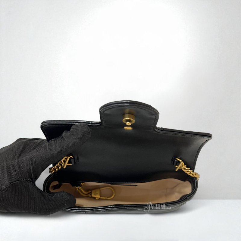 Gucci包包 黑牛皮雙G金釦Marmont mini斜背包476433-5