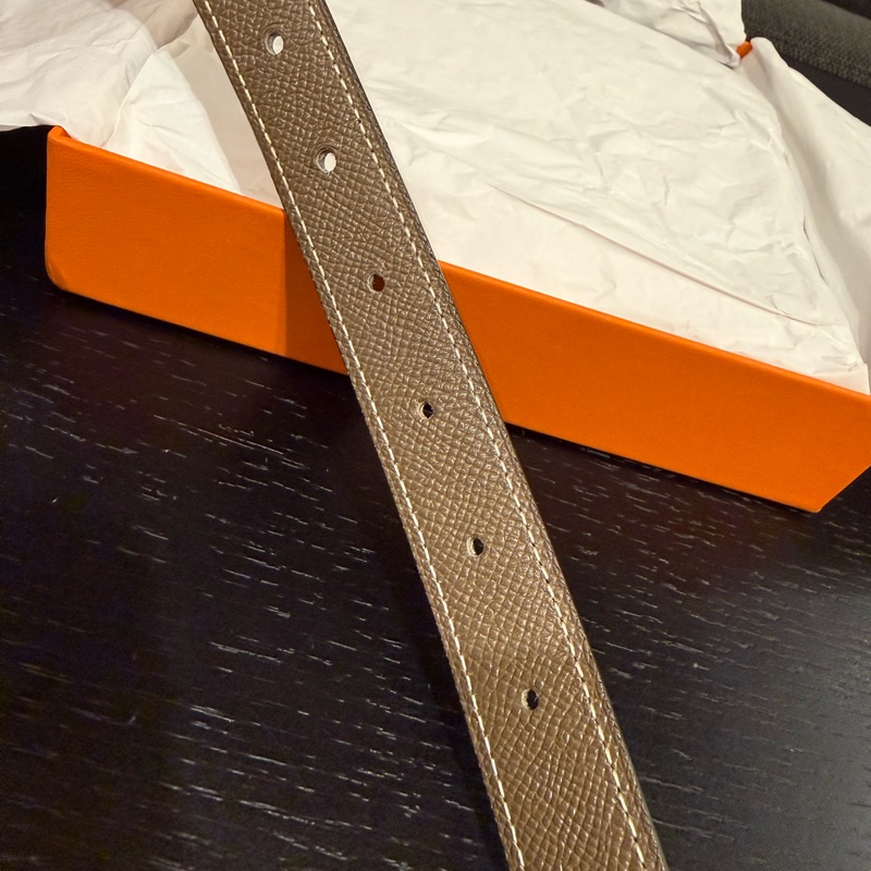 Hermes 2mm雙色皮帶 大象灰拼黑色 90cm-6