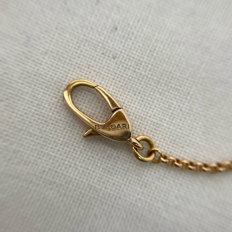 Bvlgari 白母貝18K金雙面圓餅項鍊 18年 編碼MRH1Y3-6