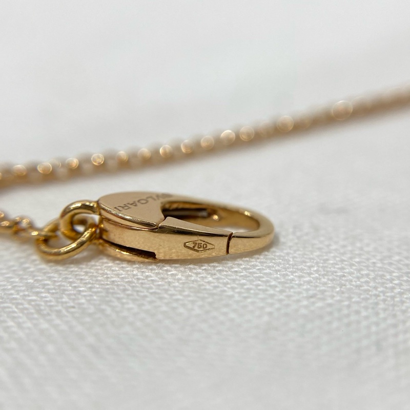 Bvlgari 白母貝18K金雙面圓餅項鍊 18年 編碼MRH1Y3-7