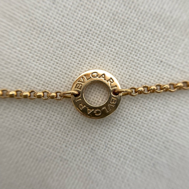 Bvlgari 白母貝18K金雙面圓餅項鍊 18年 編碼MRH1Y3-8