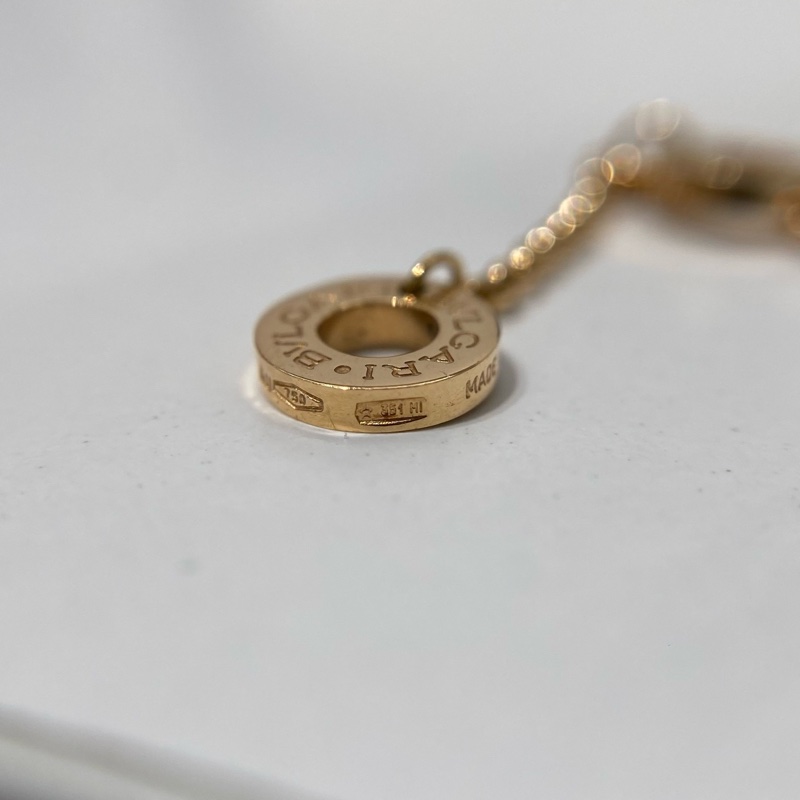 Bvlgari 白母貝18K金雙面圓餅項鍊 18年 編碼MRH1Y3-11