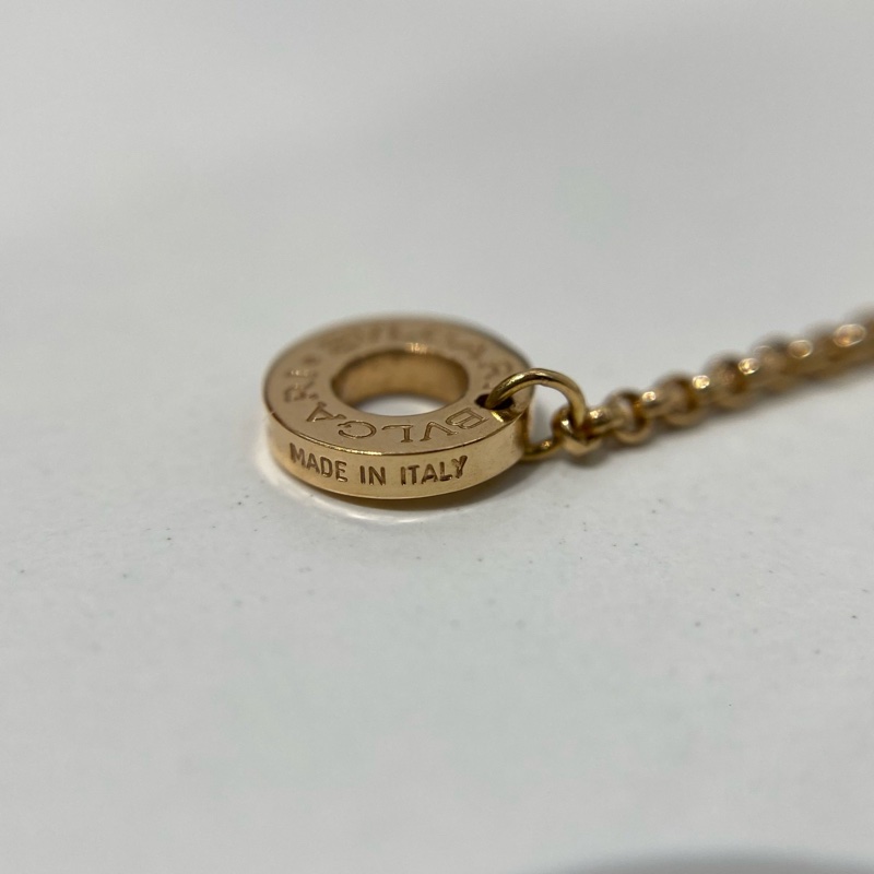Bvlgari 白母貝18K金雙面圓餅項鍊 18年 編碼MRH1Y3-12