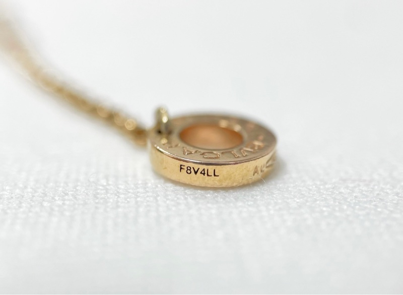 Bvlgari 白母貝18K金雙面圓餅項鍊-5