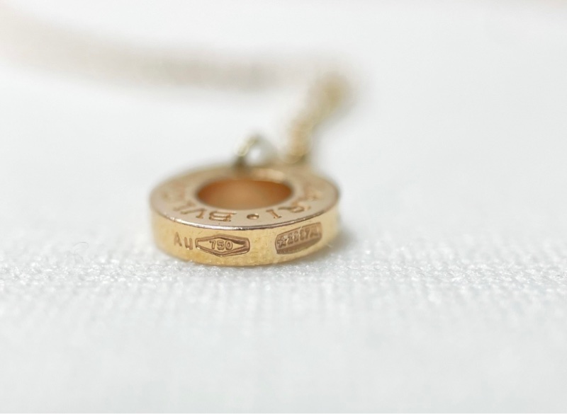 Bvlgari 白母貝18K金雙面圓餅項鍊-6