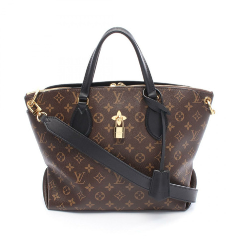 路易威登 (LOUIS VUITTON) 花朵拉鍊手提包 MM 肩包 M44347 Monogram 黑色皮革 LV