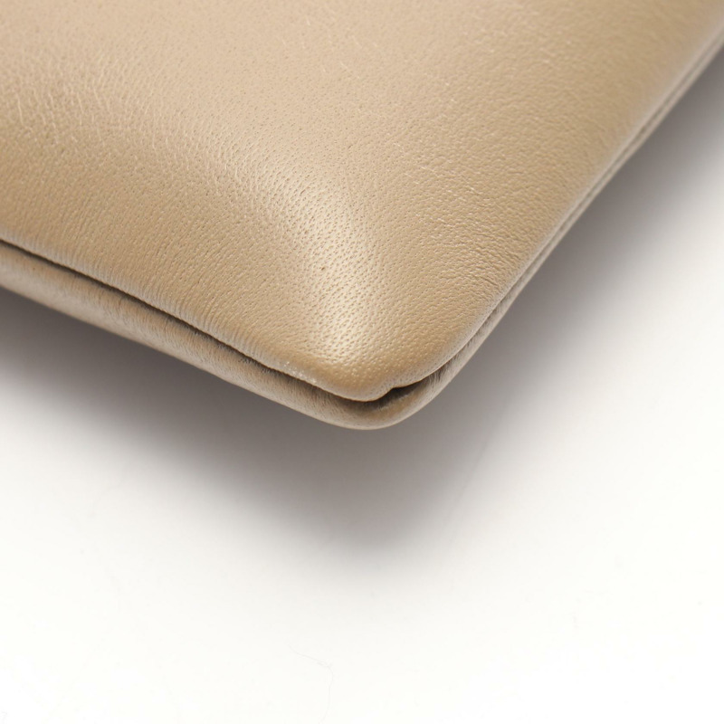 CELINE 商務手拿包，二手女士皮革，米色-4